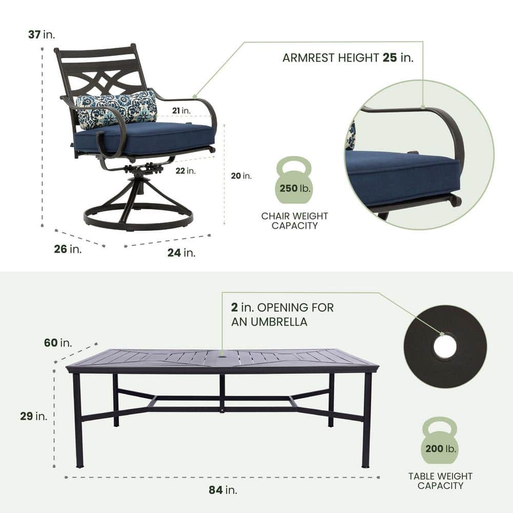 Montclair Navy Blue 11-Piece Steel Outdoor Dining Set