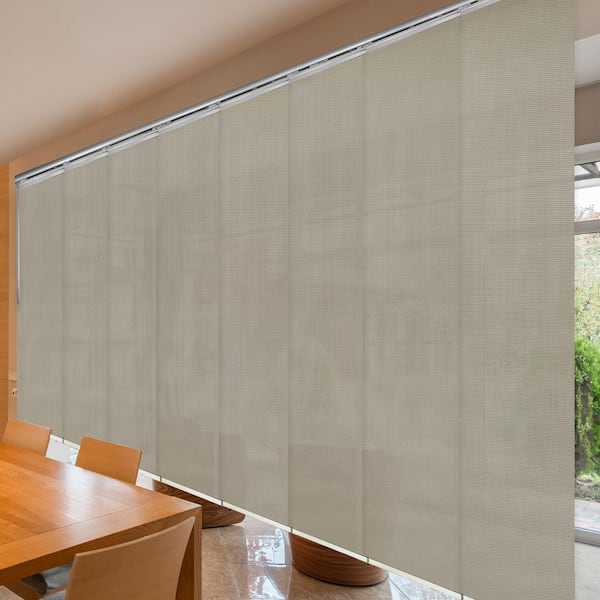 EMOH Soot 130 in. - 175 in. W x 116 in. L Adjustable 8-Panel Satin Nickel Double Rail Panel Track with 23.5 in. Slates