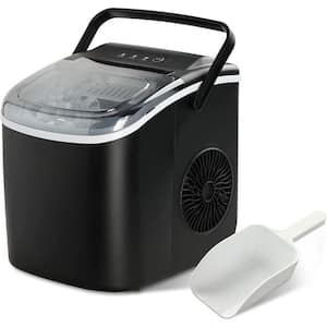 26 lbs. Freestanding Ice Maker in Black, Portable Self-Clean Ice Machine with Scoop and Basket