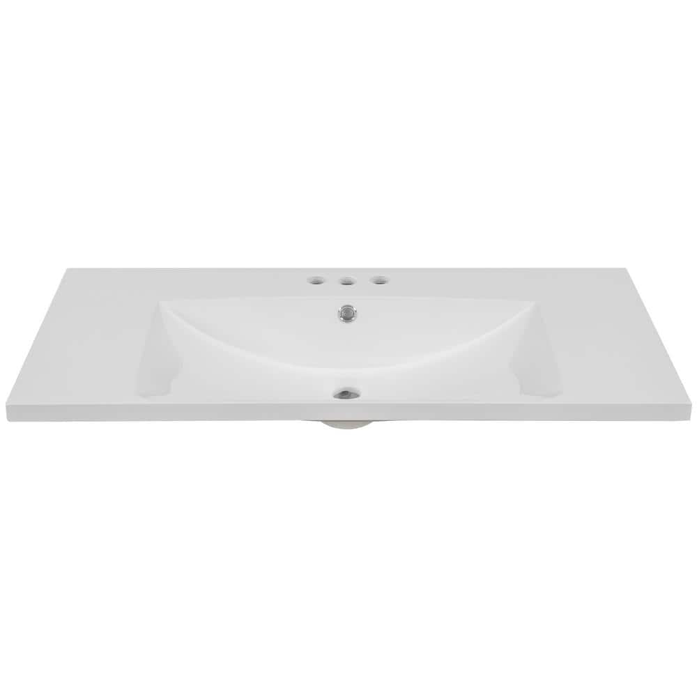 36 in. W x 18.03 in. D x 6.61 in. H Ceramic Bathroom Vanity Top in White wi