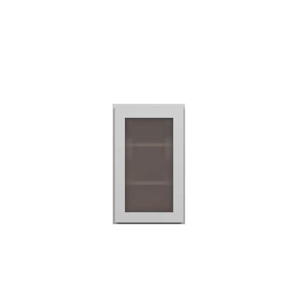 Bedford Shaker 15 in. W x 30 in. H x 12 in. D in Painted White Plywood Assembled Frosted Glass Wall Cabinet