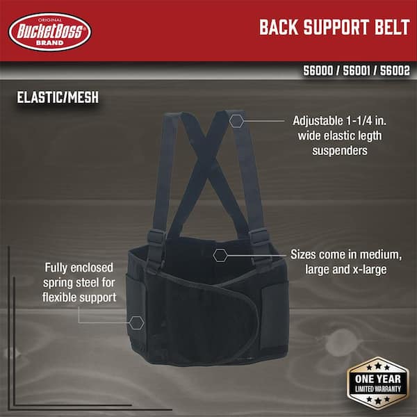 Husky Black Work Back Brace Support Belt Extra-Large (2-Pack