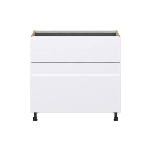 J COLLECTION Fairhope Bright White Slab Assembled Base Kitchen Cabinet for Cooktop with Drawer (36 in. W x 34.5 in. H x 24 in. D)