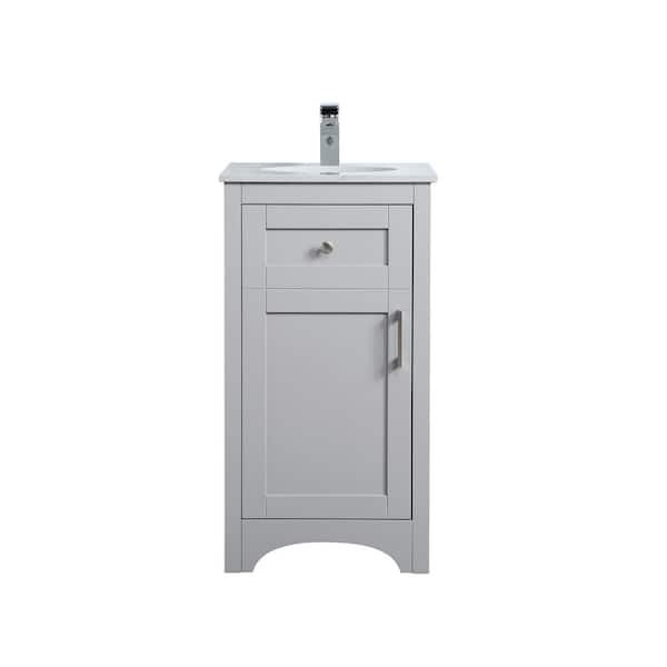 Unbranded Timeless Home 18 in. W x 19 in. D x 34 in. H Single Bathroom Vanity in Grey with Calacatta Engineered Stone