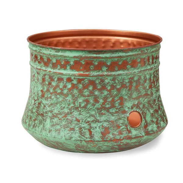 LIBERTY GARDEN Patina Steel Hose Pot