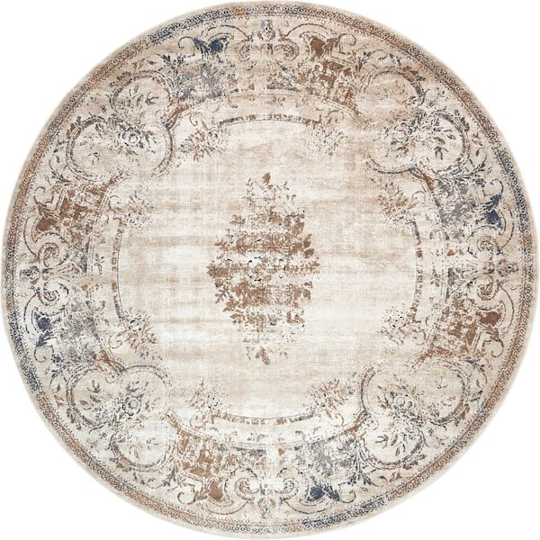 Unique Loom Chateau Lincoln Beige 8' 0 x 8' 0 Round Rug