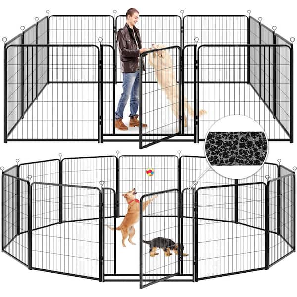 FAWEY TRED INC 12 Panels Heavy Duty Anti-Rust Coating-Strengthened Dog Fence 40 in. Height with Doors Total 32FT, 79 Sq. ft
