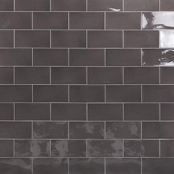 Ivy Hill Tile Barbados Black 5 in. x 10 in. 9 mm Polished Ceramic Wall Tile (30 pieces / 9.9 sq. ft. / box)
