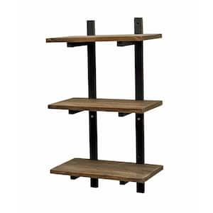 Pomona 10 in. D x 20 in. W x 36 in. H Natural Metal and Solid Wood Wall Shelf