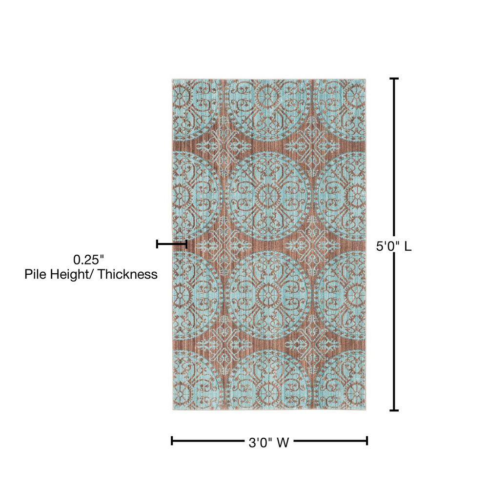 Valencia Brown and Blue 4' x 6' Synthetic Reversible Area Rug