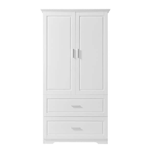 32 in. W x 15 in. D x 63.2 in. H White Bathroom Storage Linen Cabinet ...