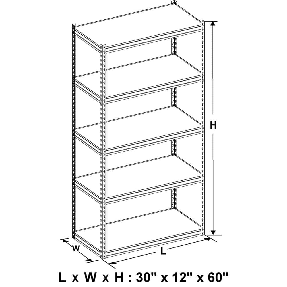 Adjustable 5-Tier Black Metal and Wood Storage Shelving