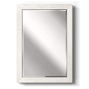 29 in. W x 41 in. H Framed Rectangle Beveled Edge Wood Mirror in Rustic White