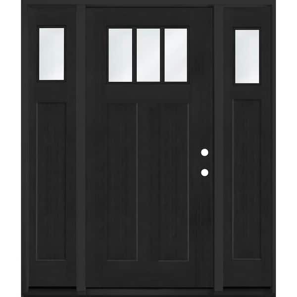 Regency 68 in. x 80 in. 1/4 TopL 3SDL Clear Glass LHIS Onyx Fir Fiberglass Prehung Front Door w/14 in.-1/4Top SLs 6-9/16