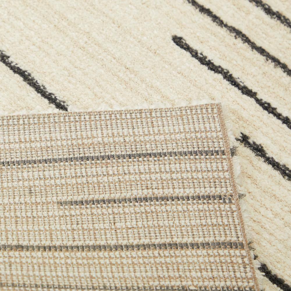 Cream and Gray Synthetic Stripe 9' x 12' Area Rug