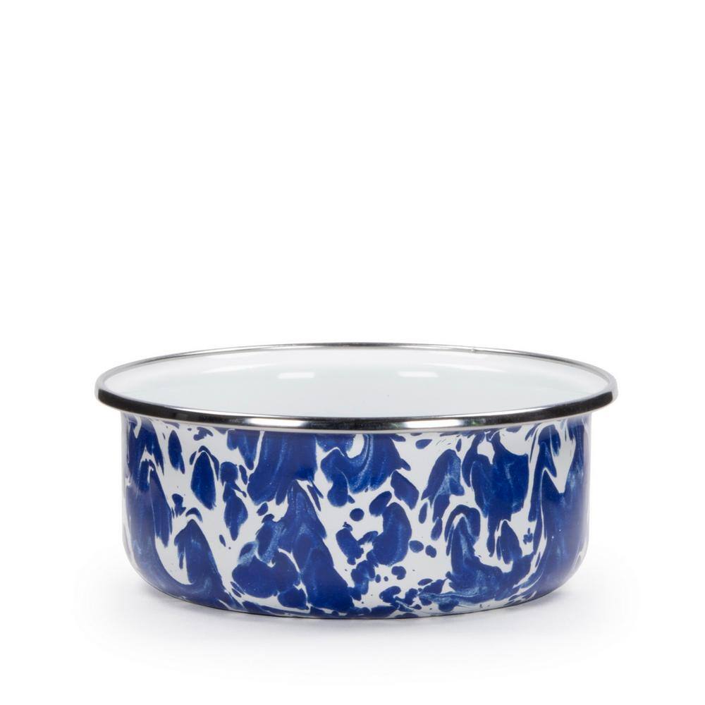 Set of 4 Blue Enamel Swirl Ceramic Soup Bowls