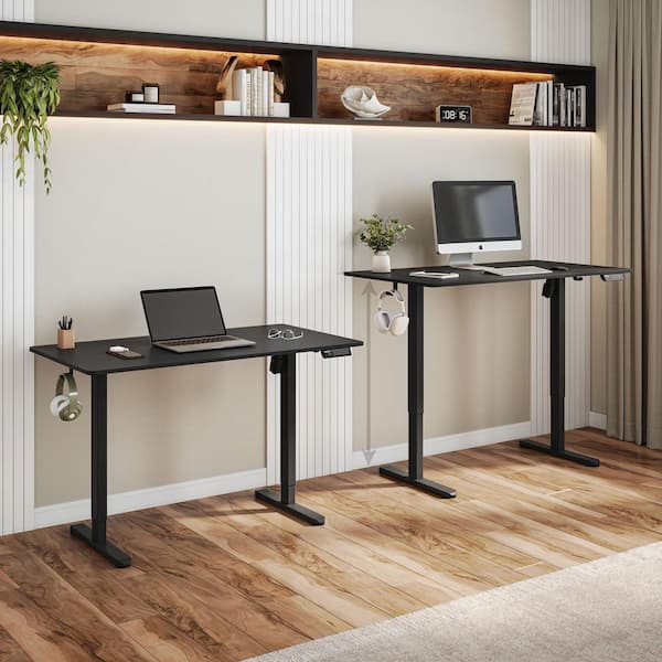 47.25 in. Black Electric Standing Desk with 3-Memory Height Settings and 2-Accessory Hooks