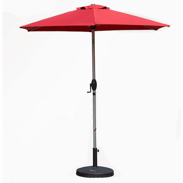 Unbranded 7.5 ft. Patio Umbrella, UV Protection Waterproof Market Umbrella with Push Button Tilt and Crank, 8 Sturdy Ribs, Red
