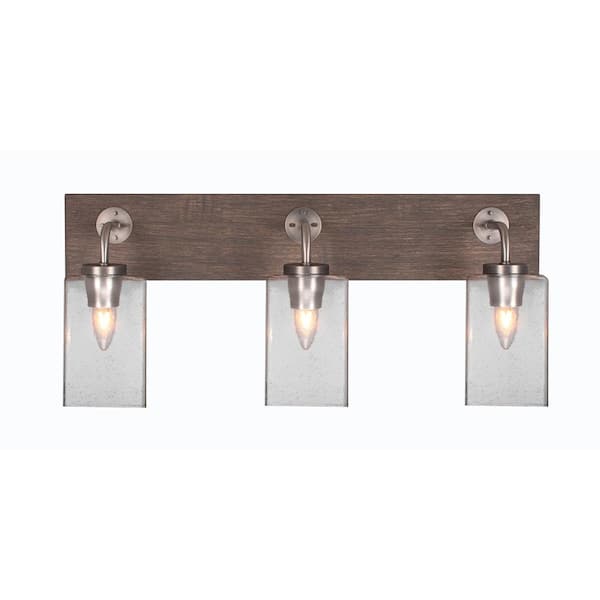 Unbranded Kirby 26 in. 3-Light Graphite and Painted Distressed Wood-look Metal Vanity Light
