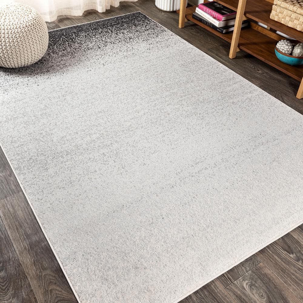 Gray and Cream Abstract Reversible 4' x 6' Synthetic Rug