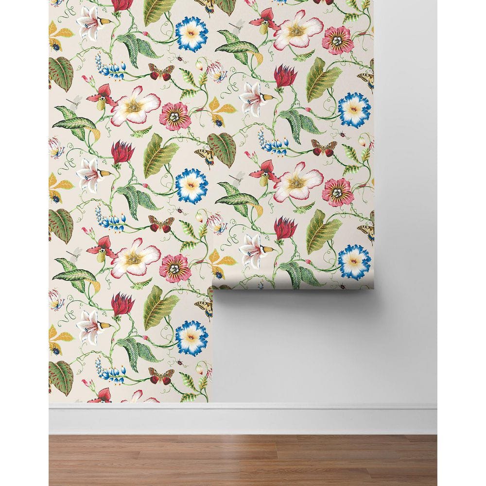 Raspberry & Chartreuse Floral Vinyl Peel and Stick Wallpaper Roll