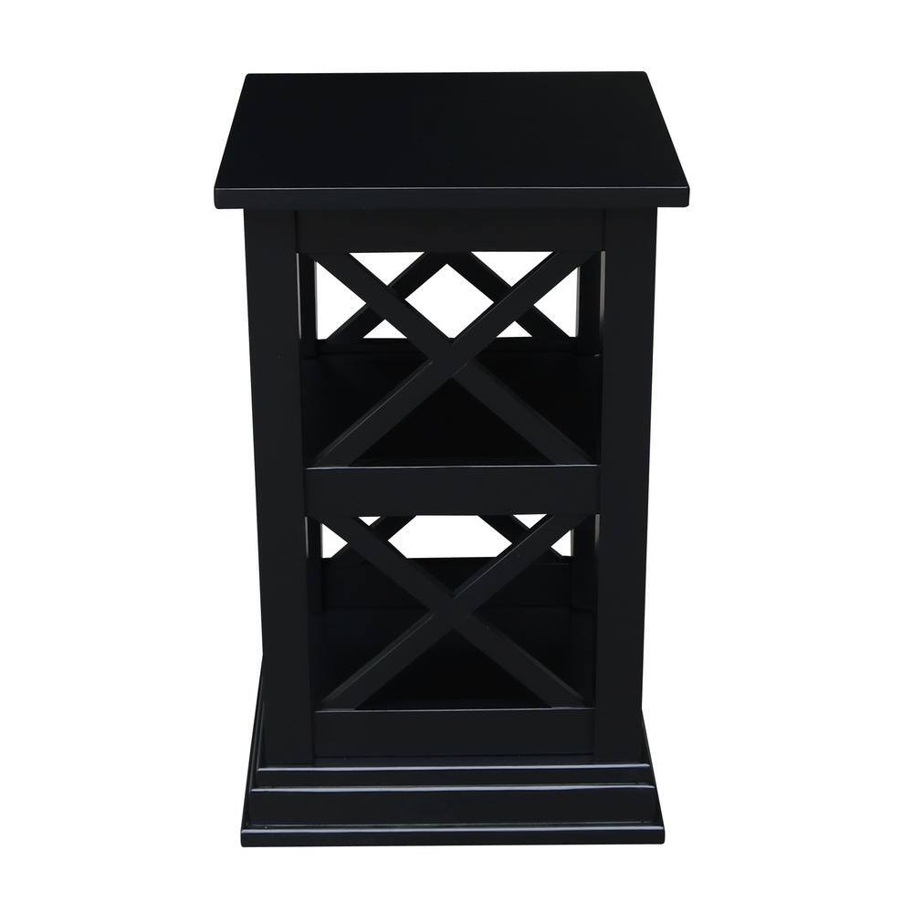 Elegant Hampton Solid Hardwood Accent Table with Shelves - Black