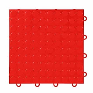 FlooringInc Red Coin 12 in. W x 12 in. L x 3/8 in. T Polypropylene Garage Flooring Tiles (52 Tiles/52 sq. ft.)