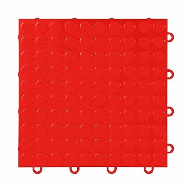 IncStores Nitro Coin 3/8 in. Garage Tiles, Victory Red, 12 in. x 12 in., 52-Pack, Covers 52 sq. ft., Interlocking Floor Tiles