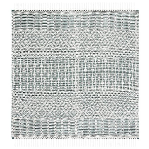 SAFAVIEH Natura 6 ft. x 6 ft. Green Geometric Tribal Square Area Rug ...