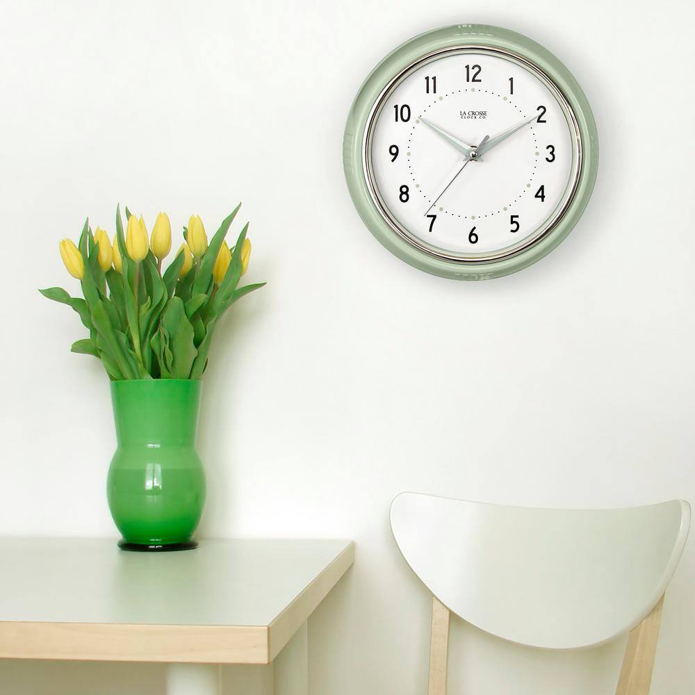Pistachio Green Retro Diner 9.5" Quartz Analog Wall Clock
