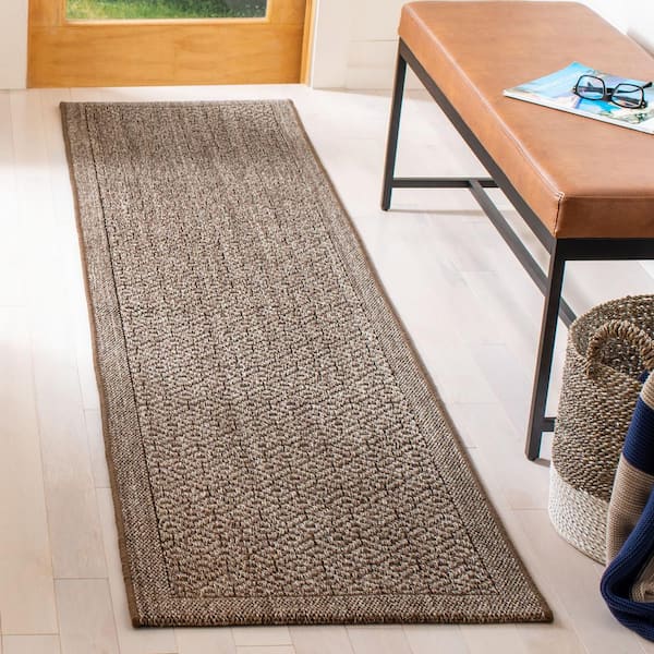 Palm Beach 2 ft. x 12 ft. Silver Speckled Border Runner Rug