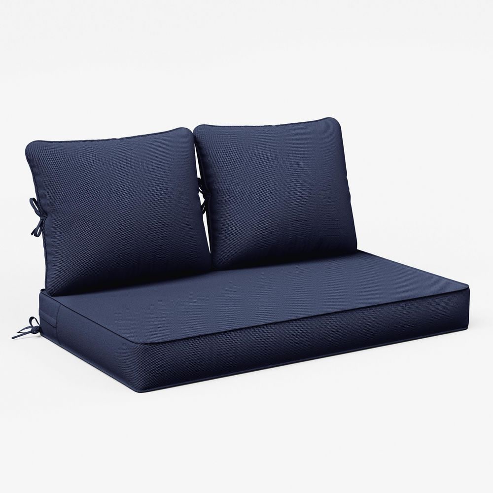 46 in. x 26 in. x 5 in. Outdoor Patio Replacement Loveseat Sofa Cushion Set with Backrest Navy