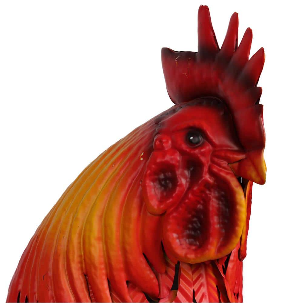 Vibrant Multicolor Steel Rooster Garden Statue, 25"