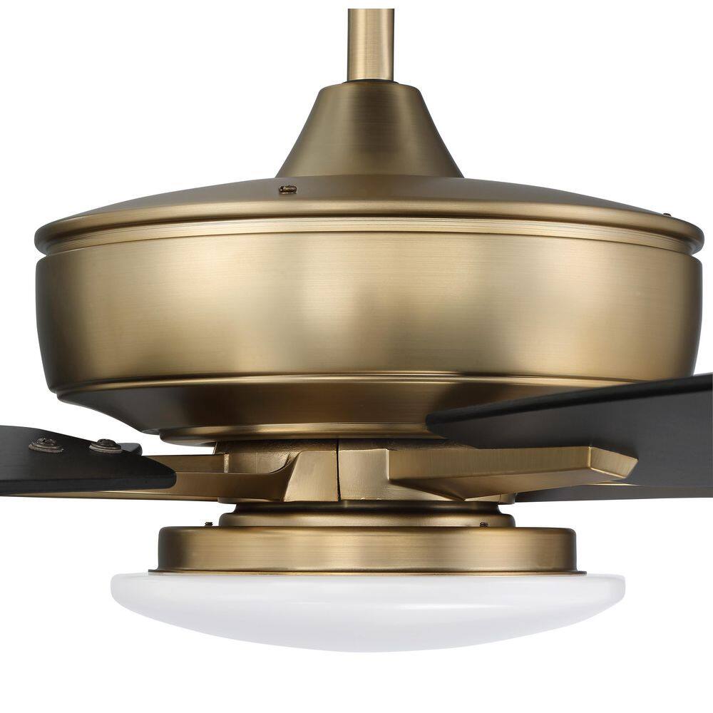 Satin Brass 60" Ceiling Fan with Black Walnut Blades and LED Light