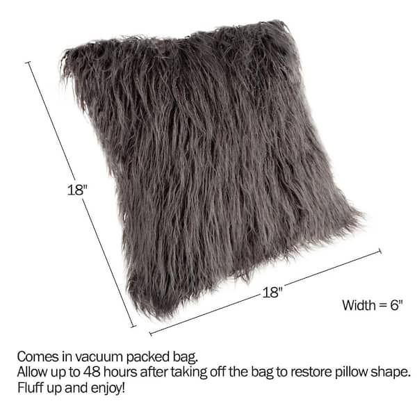 Mongolian Faux Fur Throw Pillow, 18