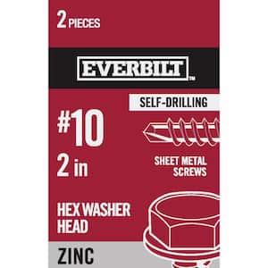 #10 x 2 in. Zinc-Plated Steel Hex Head Sheet Metal Screw (2-Pack)