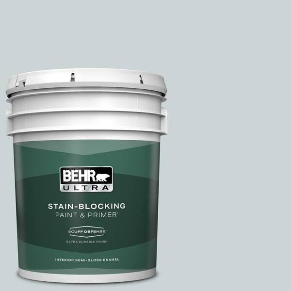 BEHR ULTRA 5 gal. #N470-1 Ash Blue Extra Durable Semi-Gloss Enamel Interior Paint & Primer