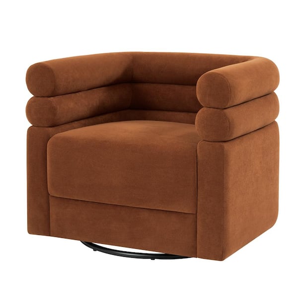 JAYDEN CREATION Regina Rust Modern Swivel Chair with One Pillow