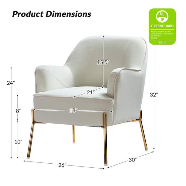 JAYDEN CREATION Nora Ivory Velvet Arm Chair (Set of 2) CHM6154A