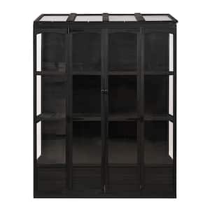 57.9 in. W x 29.1 in. D x 78.1 in. H Wooden Black Greenhouse with 4 Independent Skylights and 2 Folding Middle Shelves