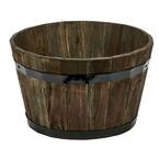 16 in. Dia x 9 in. H Brown Wood Bucket Barrel