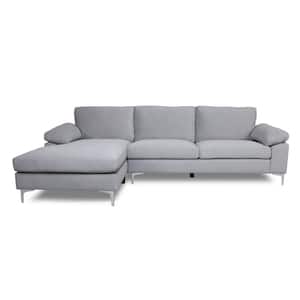 103.5 in. W 2-piece Velvet Left Hand Facing Sofa, Modern Sectional Sofa in Gray with Chaise