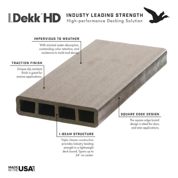 DuxxBak I.Dekk HD 1 in. x 6 in. x 16 ft. Driftwood Solid Edge