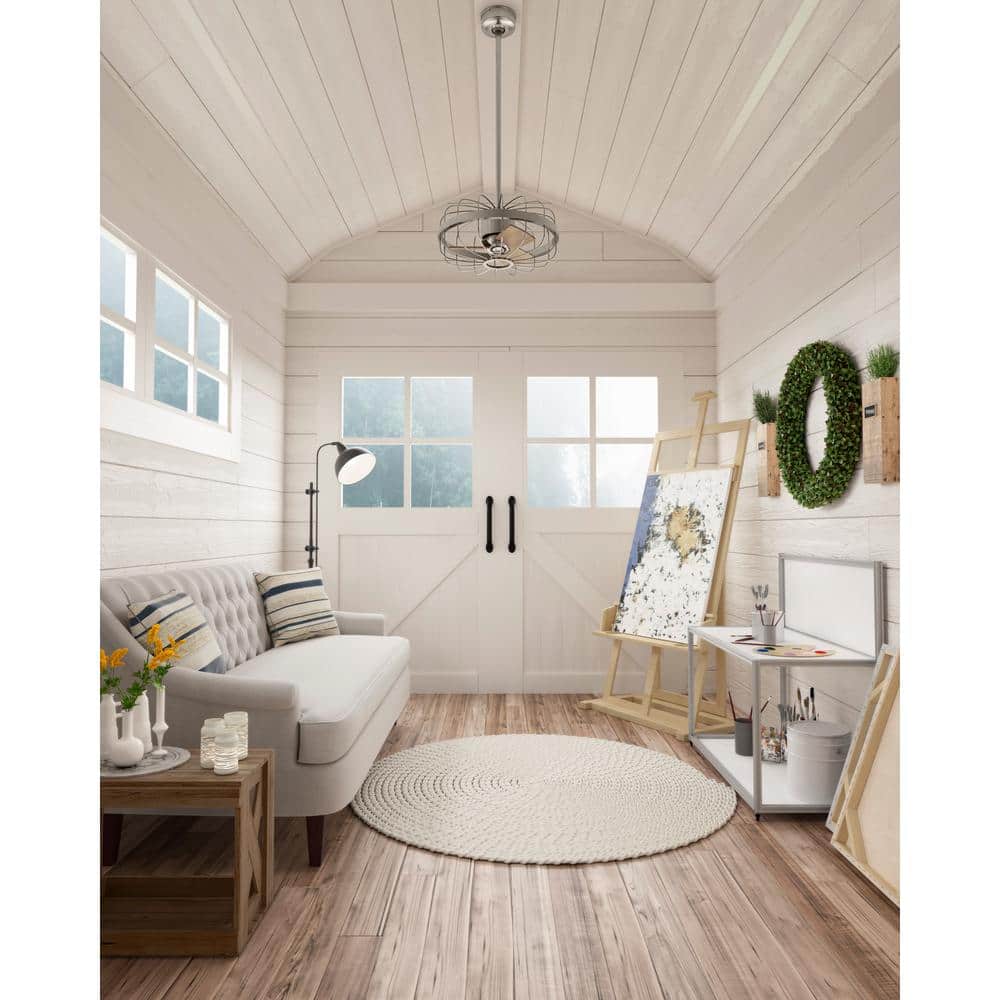 Roswell Industrial 16" Brushed Nickel Ceiling Fan with Reversible Blades