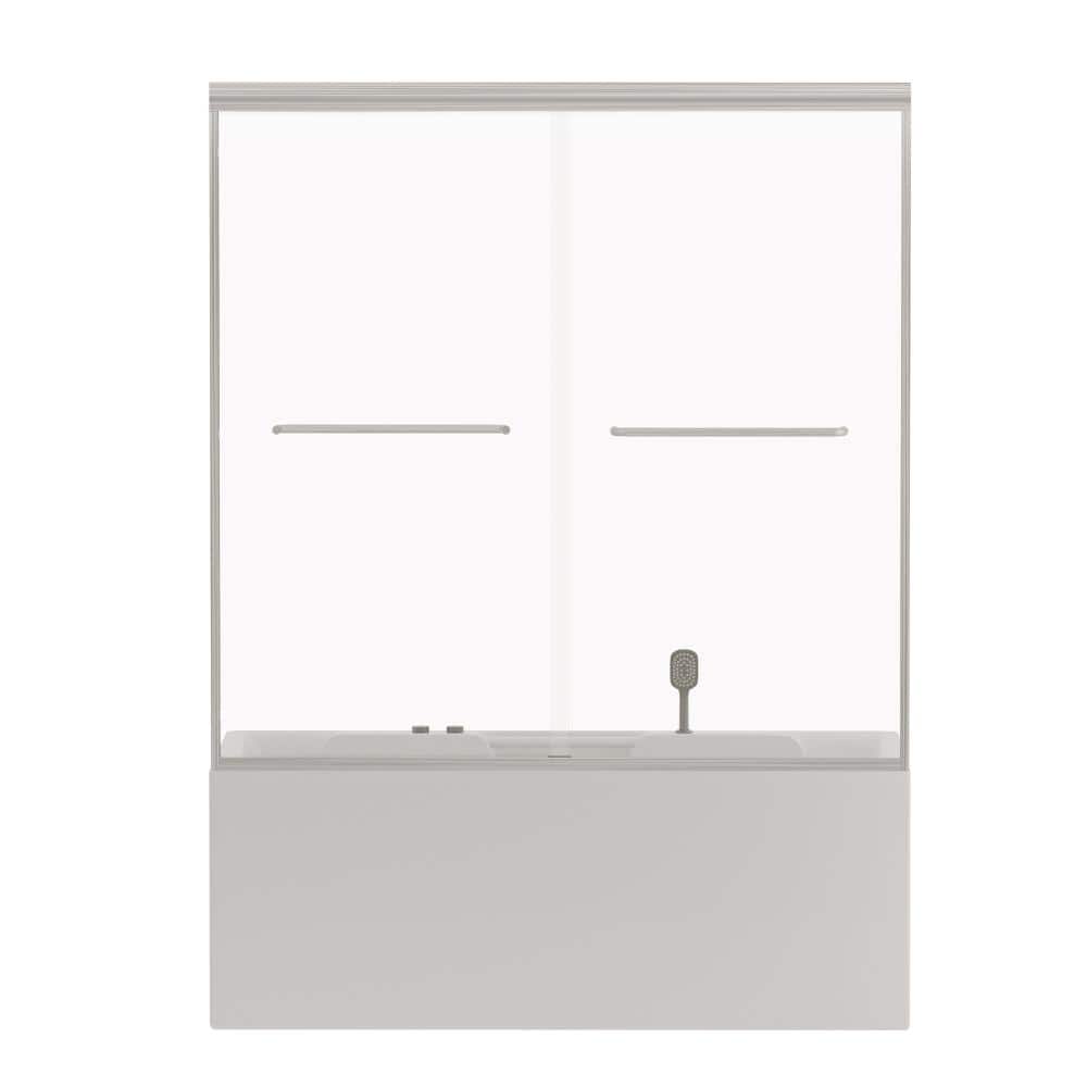 "60 in. W x 58 in. H Double Sliding Semi-Frameless Shower Tub Door in Brushed Nickel with 1/4"" SGCC Tempered Glass" price history on PriceWatchPro