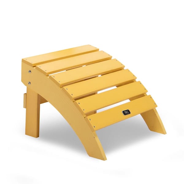 GOSHADOW Yellow All-Weather and Fade-Resistant Plastic Wood Outdoor Adirondack Ottoman Footstool