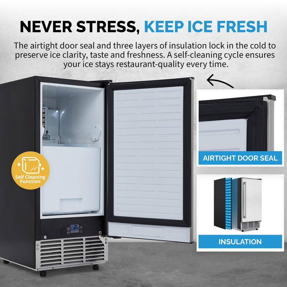 Newair 15" Stainless Steel Undercounter Ice Maker with Fingerprint Resistant Door