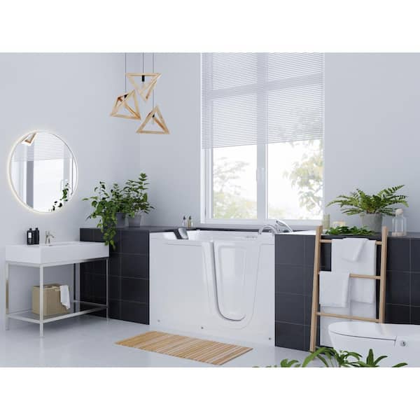 HD Series 60 in. L x 36 in. W Right Drain Combination Walk-In Bathtub with Powered Fast Drain in White