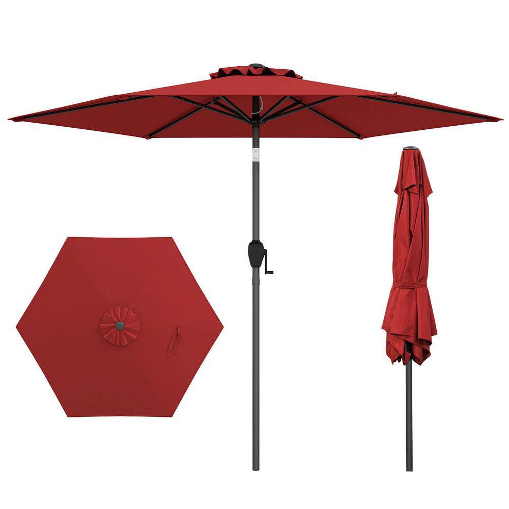 7.5 ft. Steel Market Patio Umbrella with Push Button Tilt in Red price history on PriceWatchPro