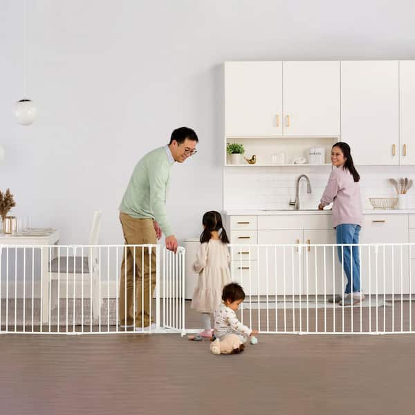 192 in. 2-in-1 Super Wide Baby Gate and Play Yard, White